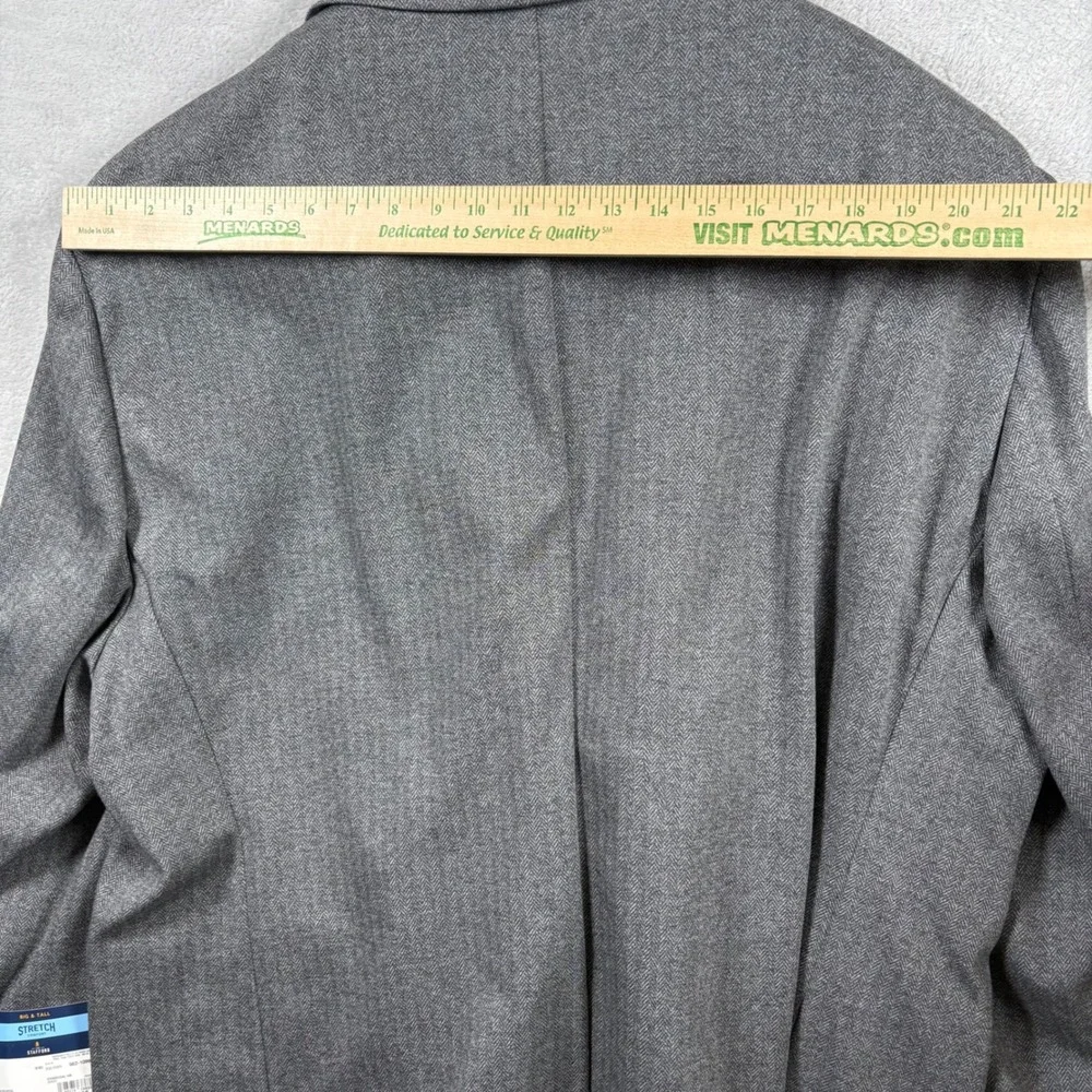 Stafford Big‎ & Tall Mens 58R Charcoal Herringbone Stretch Comfort Blazer Jacket
